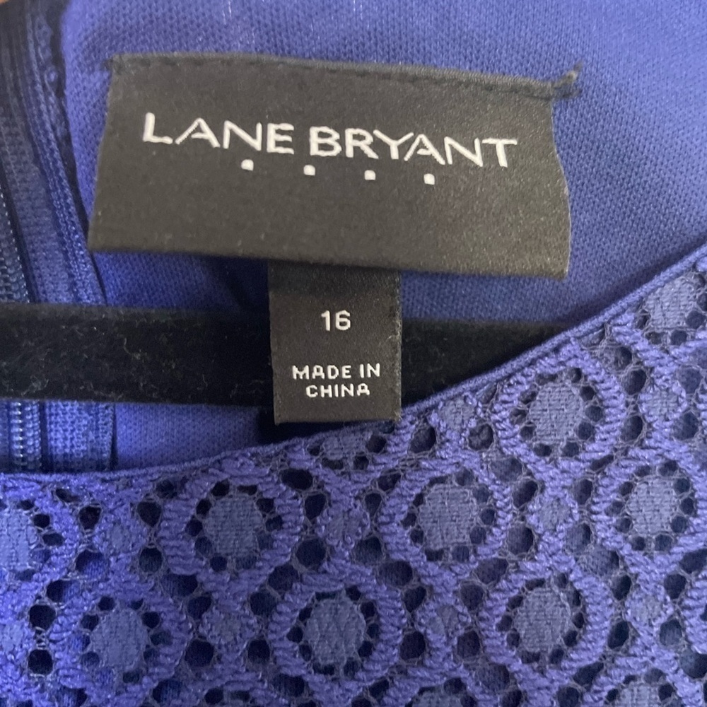 Lane Bryant Blue Lace Feminine Party Holiday Dress with Bell Sleeves Size 16 - Picture 3 of 16